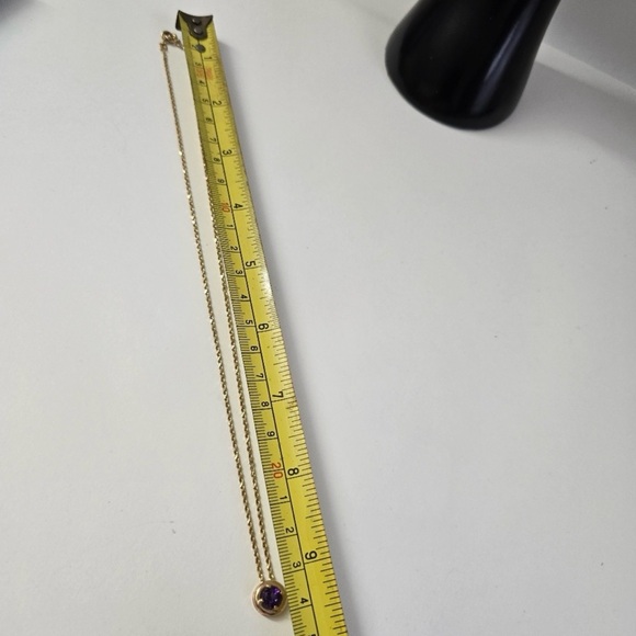 14K Gold Necklace with Purple Amethyst Gemstone - Picture 4 of 9